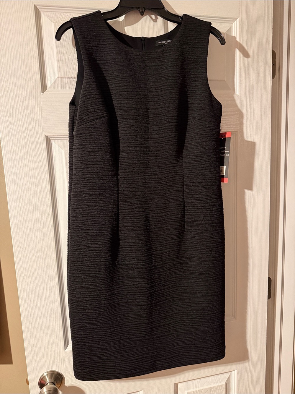 NWT Mario Serrani Black Textured Sleeveless Dress